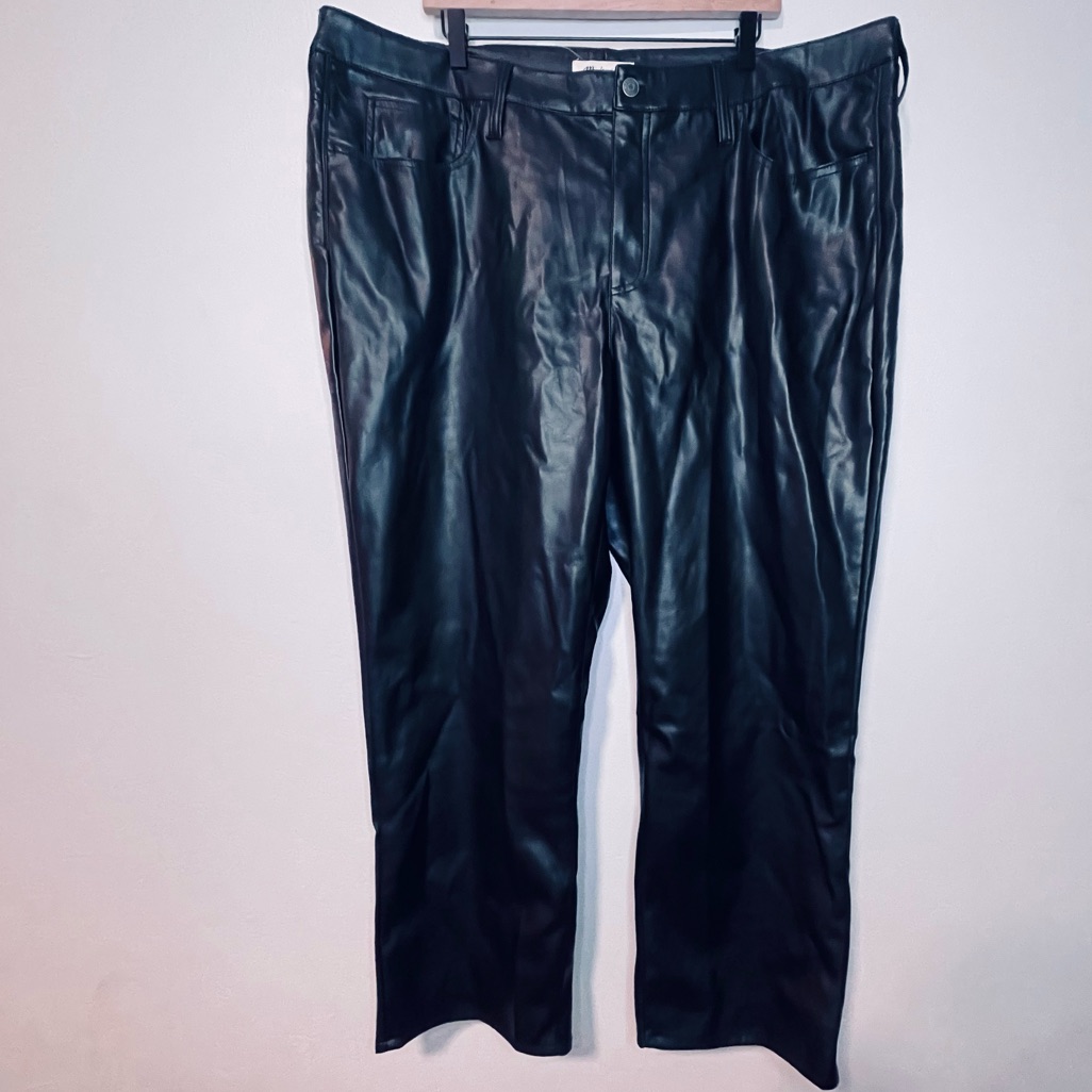 Madewell Perfect Straight Jean Size 22w Faux Leather Pants Black Plus 28 Ins